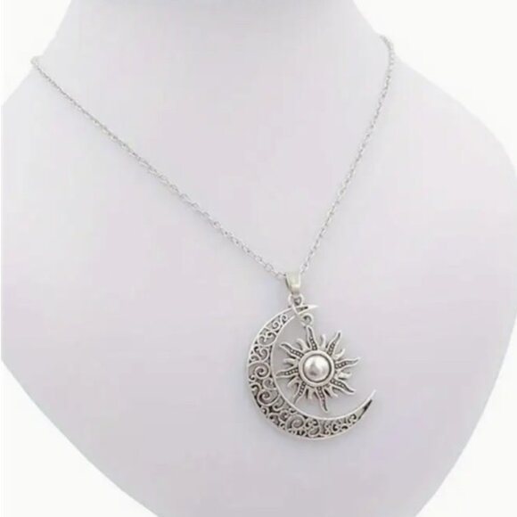 Moon & Sun Celestial Pendant with Intricate Detailing Necklace - Picture 2 of 5